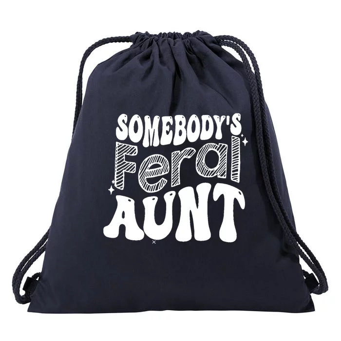 Somebody's Feral Aunt (on back) Drawstring Bag