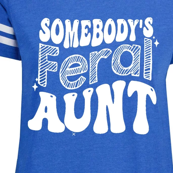 Somebody's Feral Aunt (on back) Enza Ladies Jersey Football T-Shirt