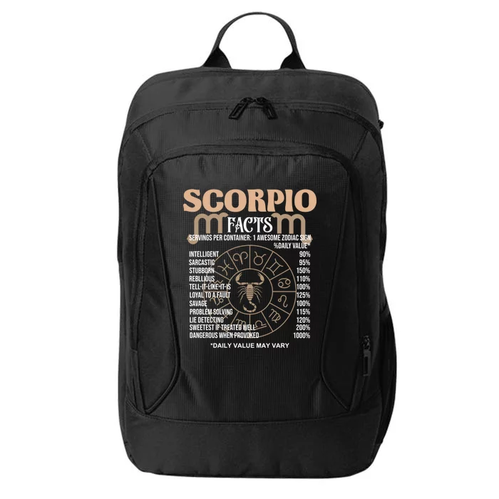 Scorpio Facts Awesome Zodiac Sign Birthday Gift Cool Gift City Backpack