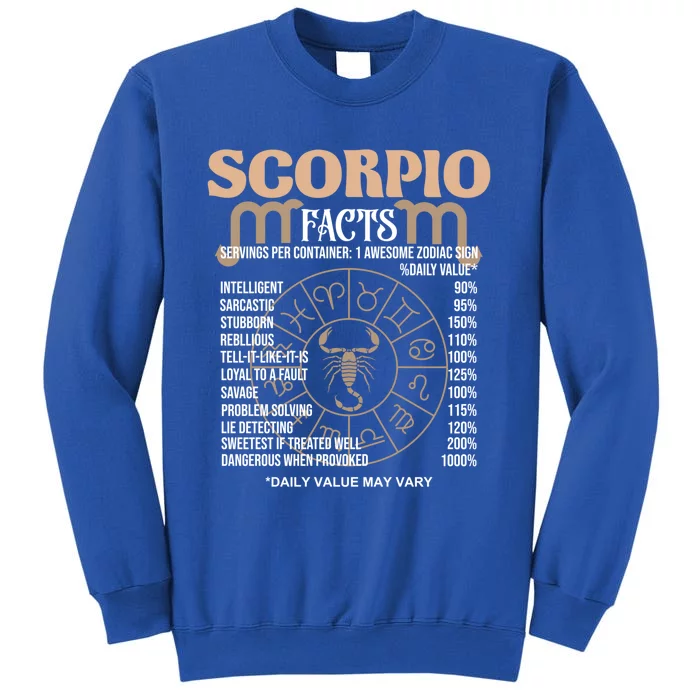 Scorpio Facts Awesome Zodiac Sign Birthday Gift Cool Gift Tall Sweatshirt