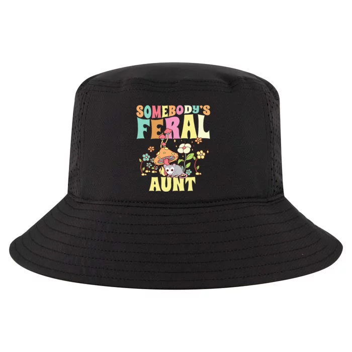 Somebody's Feral Aunt Opossum Wild Auntie Groovy Mushroom Cool Comfort Performance Bucket Hat