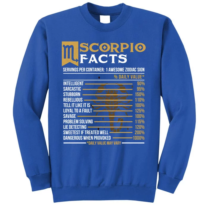 Scorpio Facts Astrology Zodiac Sign Horoscope Cool Gift Tall Sweatshirt