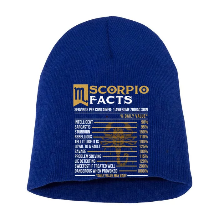 Scorpio Facts Astrology Zodiac Sign Horoscope Cool Gift Short Acrylic Beanie