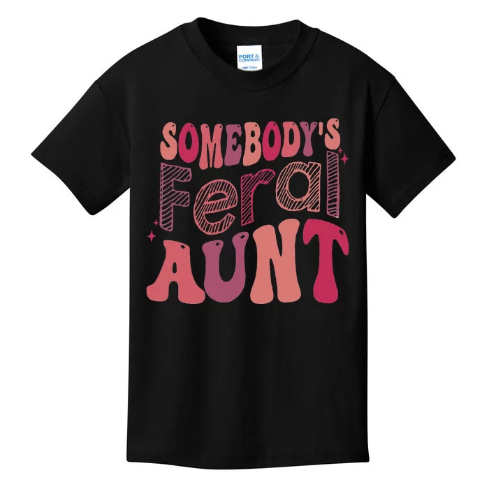 Somebody's Feral Aunt Groovy For Aunt Mothers Day Kids T-Shirt