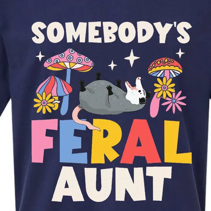 Somebody's Feral Aunt Opossum Wild Auntie Groovy Mushroom Sueded Cloud Jersey T-Shirt