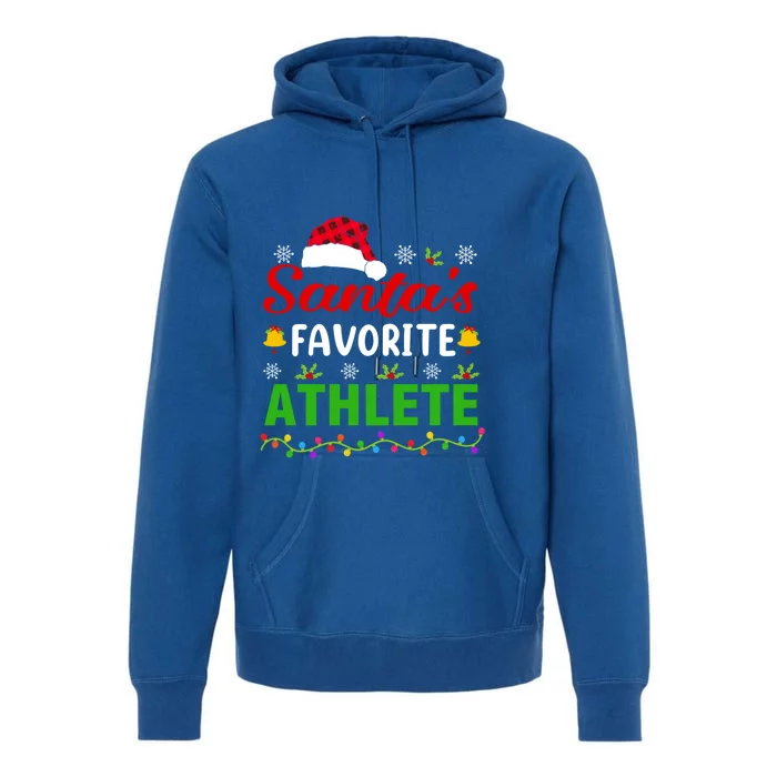 SantaS Favorite Athlete Funny Christmas Athlete Xmas Gift Premium Hoodie