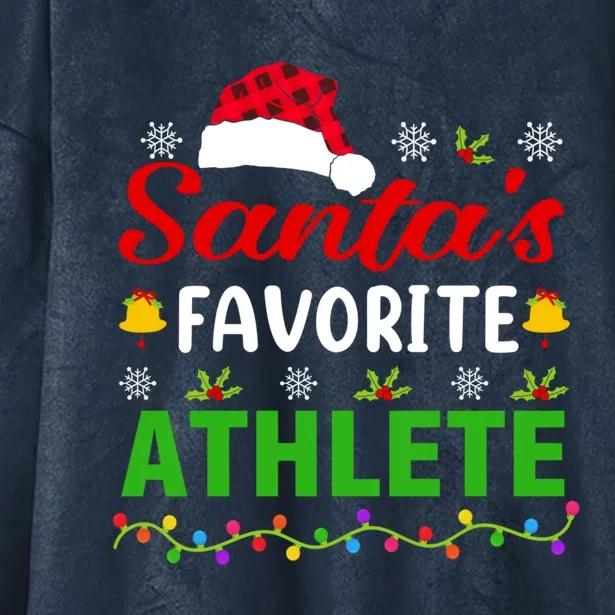 SantaS Favorite Athlete Funny Christmas Athlete Xmas Gift Hooded Wearable Blanket