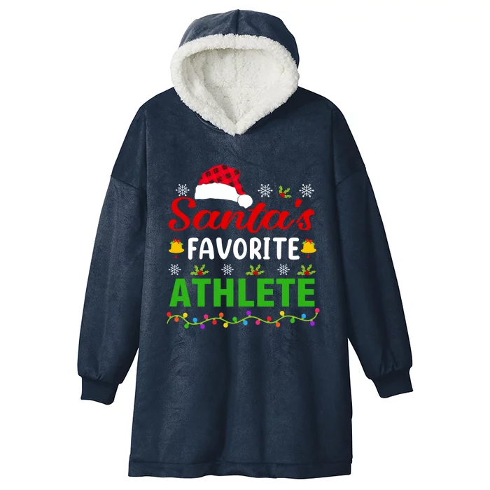 SantaS Favorite Athlete Funny Christmas Athlete Xmas Gift Hooded Wearable Blanket