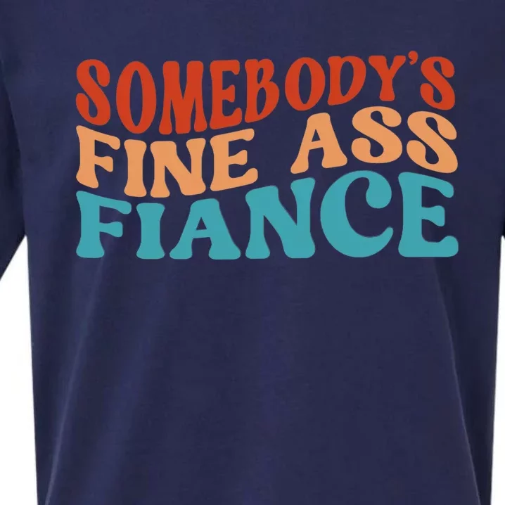 Somebody's Fine Ass Fiance Funny Mom Saying Retro Groovy Sueded Cloud Jersey T-Shirt