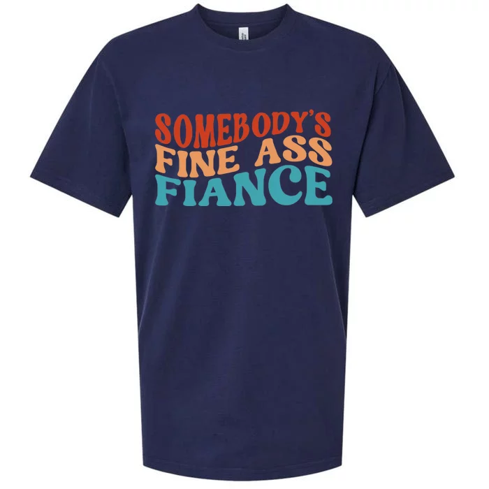 Somebody's Fine Ass Fiance Funny Mom Saying Retro Groovy Sueded Cloud Jersey T-Shirt