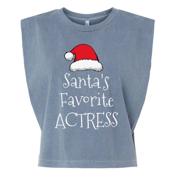 Santas Favorite Actress Christmas Funny Gift Pajama Xmas Garment-Dyed Women's Muscle Tee