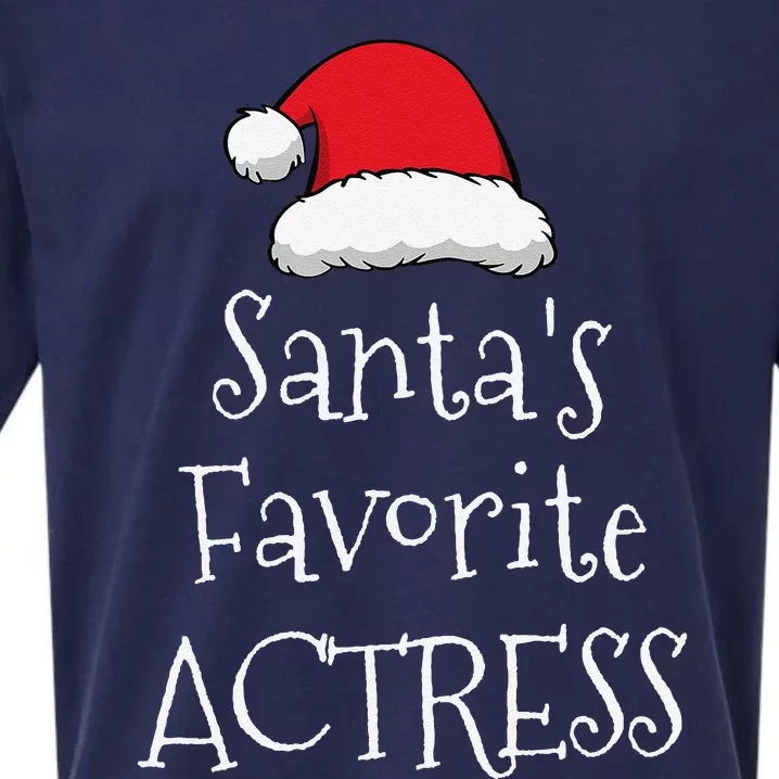 Santas Favorite Actress Christmas Funny Gift Pajama Xmas Sueded Cloud Jersey T-Shirt