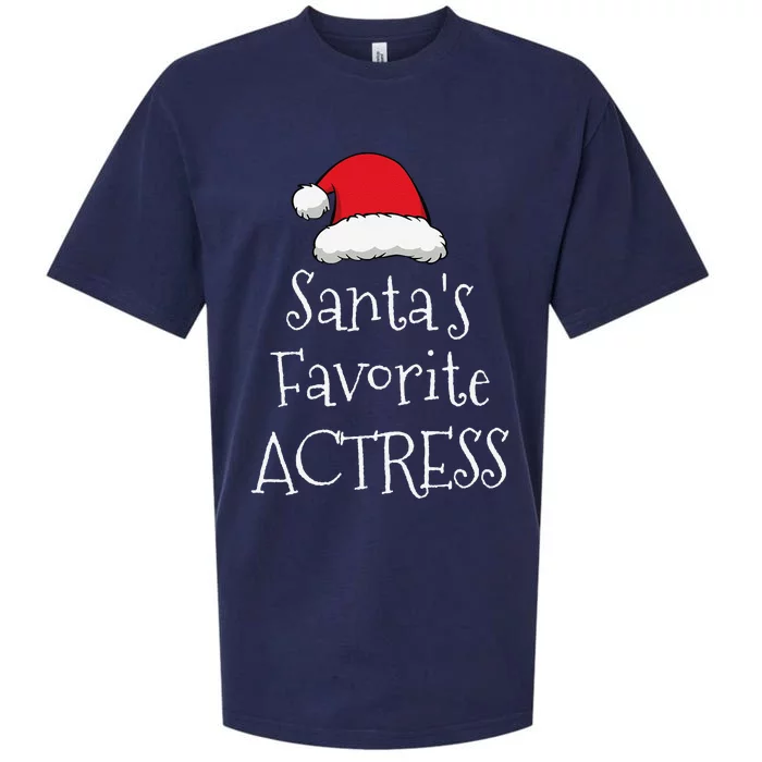 Santas Favorite Actress Christmas Funny Gift Pajama Xmas Sueded Cloud Jersey T-Shirt