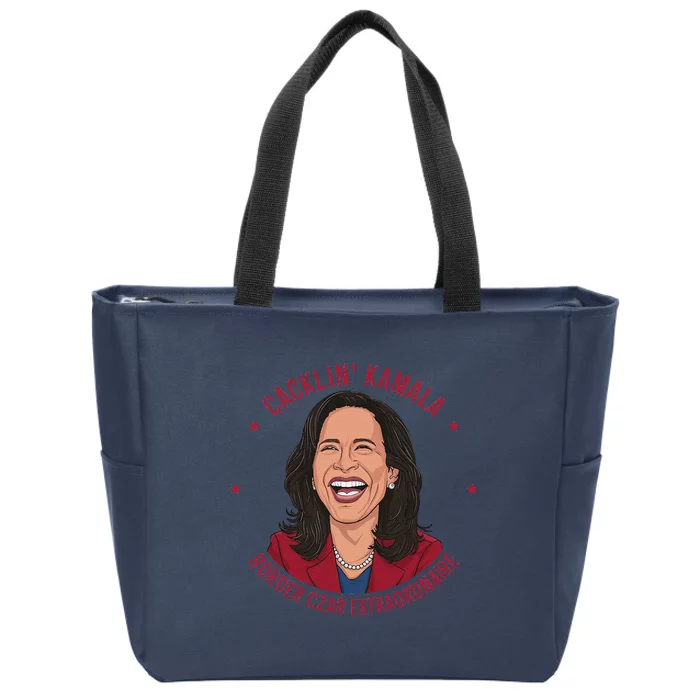 Socialdudtees Funny Anti Kamala Harris Laughing Cartoon Zip Tote Bag