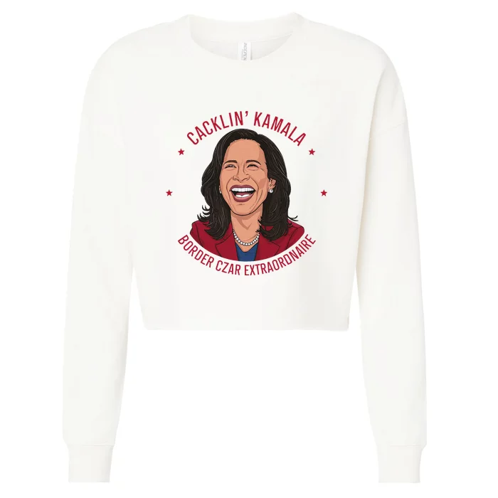 Socialdudtees Funny Anti Kamala Harris Laughing Cartoon Cropped Pullover Crew