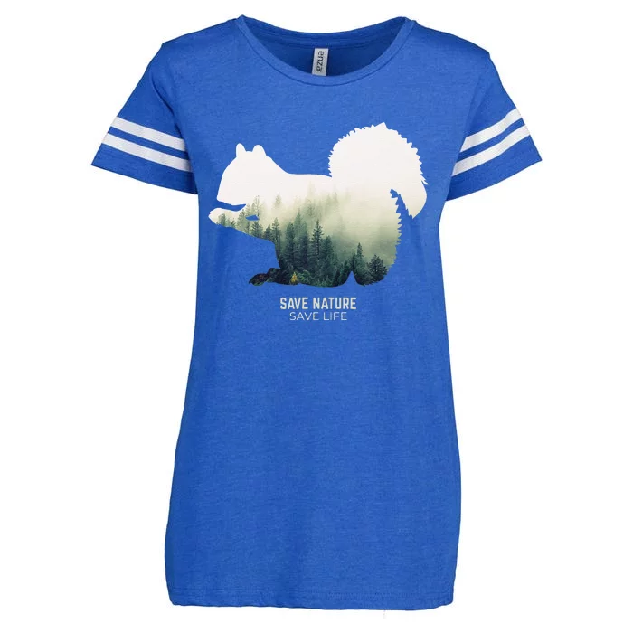 Squirrel Forest Animal Nature Environment Earth Day Enza Ladies Jersey Football T-Shirt