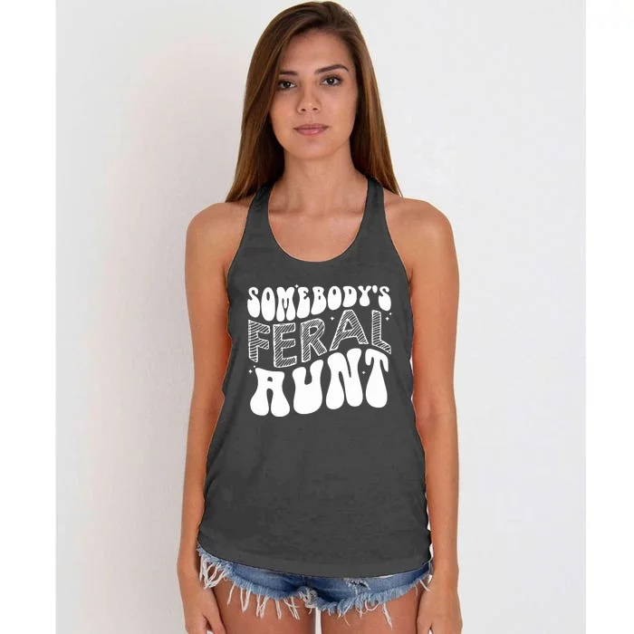 Somebodys Feral Aunt Cool Aunt Women's Knotted Racerback Tank