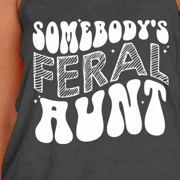 Somebodys Feral Aunt Cool Aunt Women's Knotted Racerback Tank