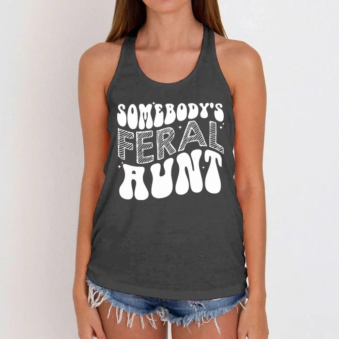 Somebodys Feral Aunt Cool Aunt Women's Knotted Racerback Tank