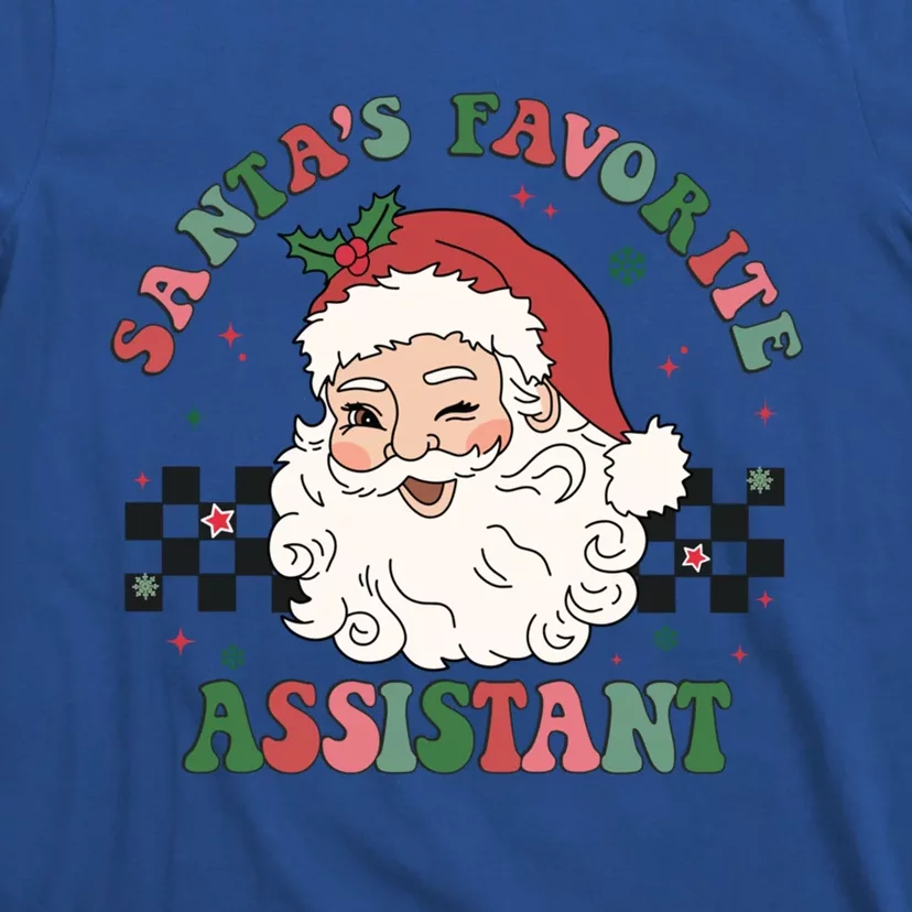 SantaS Favorite Assistant Retro Groovy Santa Face Christmas Cute Gift T-Shirt