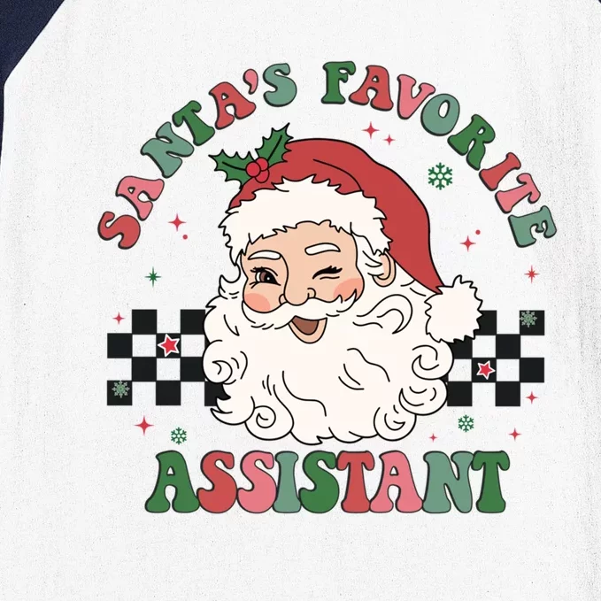 SantaS Favorite Assistant Retro Groovy Santa Face Christmas Cute Gift Baseball Sleeve Shirt