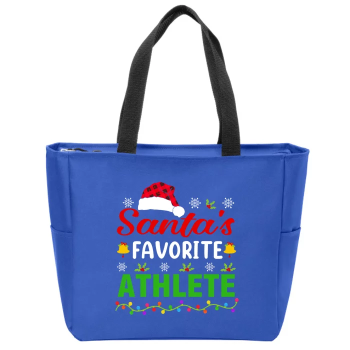 SantaS Favorite Athlete Funny Christmas Athlete Xmas Gift Zip Tote Bag