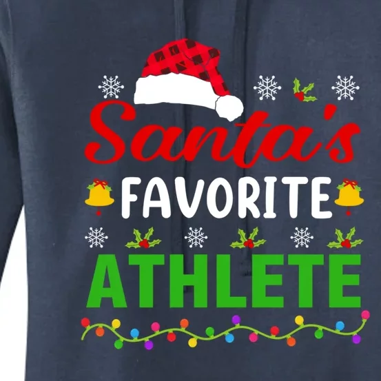 SantaS Favorite Athlete Funny Christmas Athlete Xmas Gift Women's Pullover Hoodie