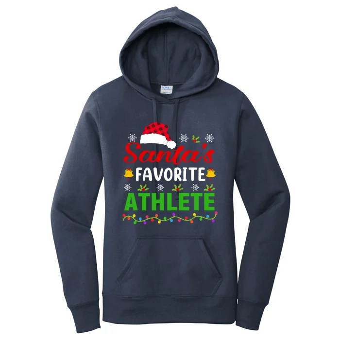 SantaS Favorite Athlete Funny Christmas Athlete Xmas Gift Women's Pullover Hoodie