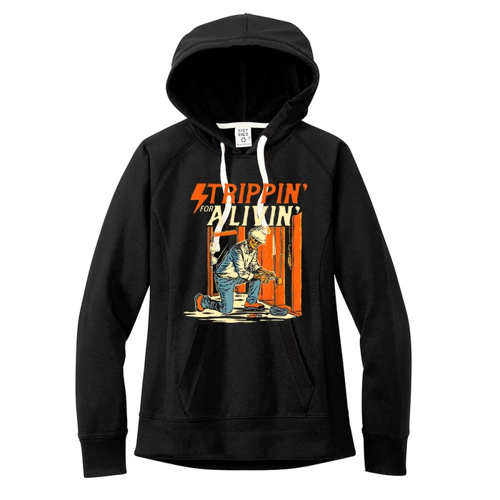 Stripping For A Living Electrician Work Electrical Worker Women's Fleece Hoodie