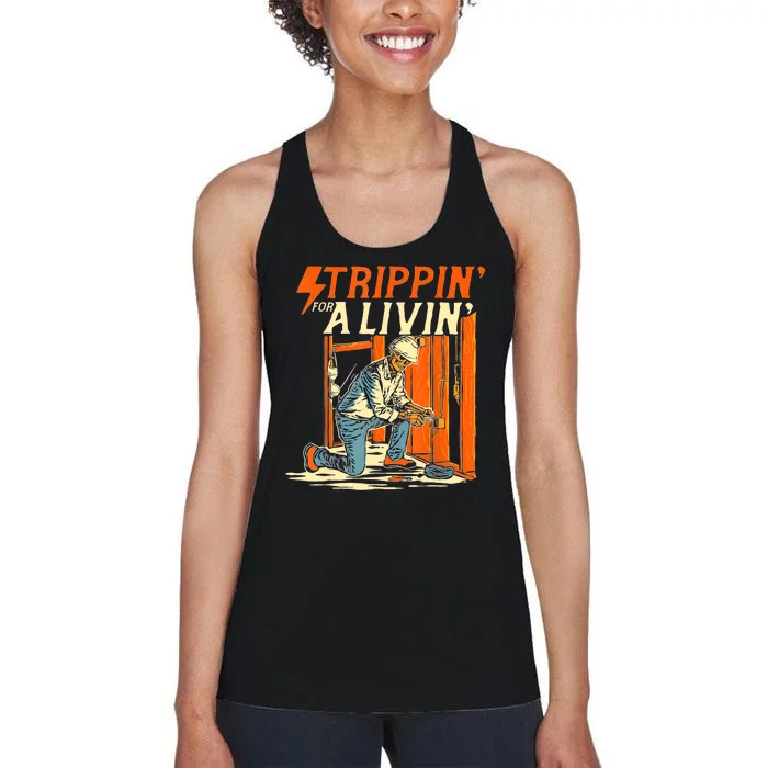 Stripping For A Living Electrician Work Electrical Worker Women's Racerback Tank