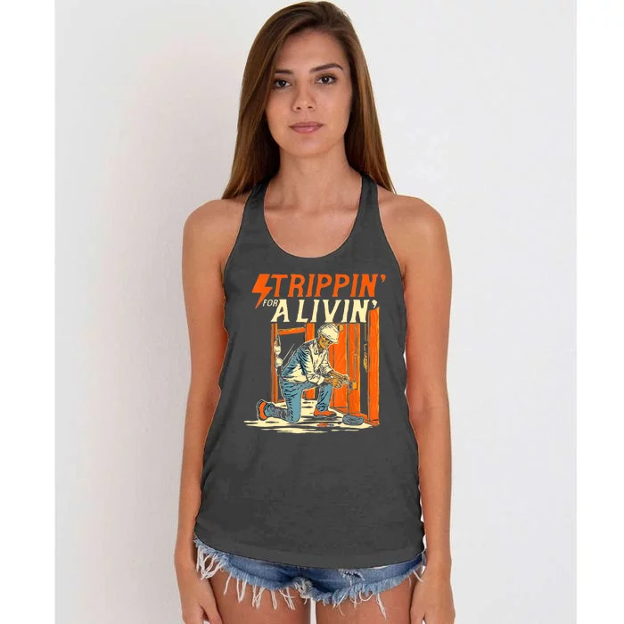 Stripping For A Living Electrician Work Electrical Worker Women's Knotted Racerback Tank