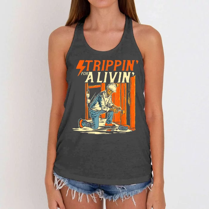 Stripping For A Living Electrician Work Electrical Worker Women's Knotted Racerback Tank