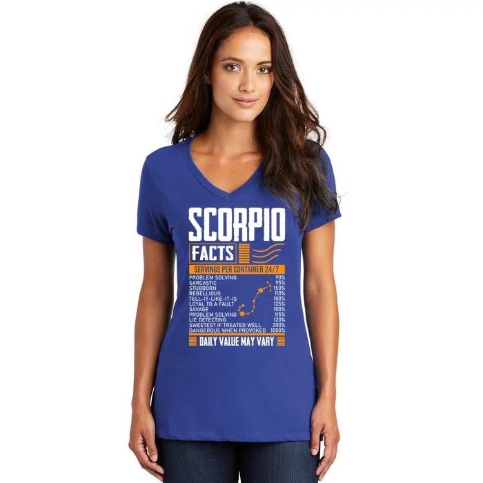 Scorpio Facts Astrology Horoscope Scorpio Birthday Month Gift Women's V-Neck T-Shirt