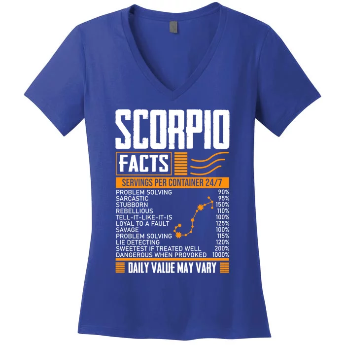 Scorpio Facts Astrology Horoscope Scorpio Birthday Month Gift Women's V-Neck T-Shirt