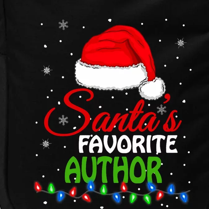 SantaS Favorite Author Santa Hat Lights. Funny Christmas Impact Tech Backpack