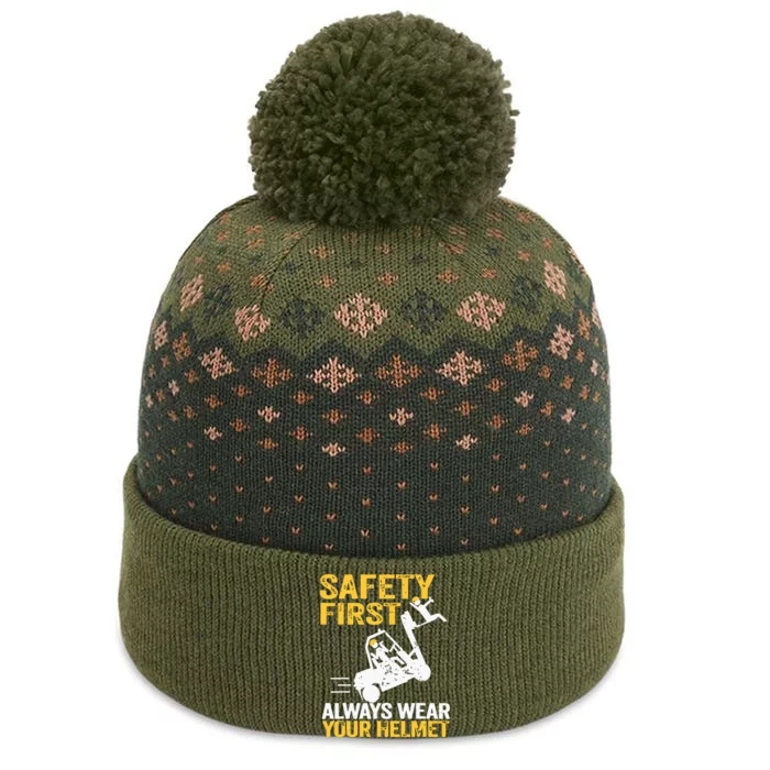 Safety First Always Wear Your Helmet Funny Forklift Driver The Baniff Cuffed Pom Beanie