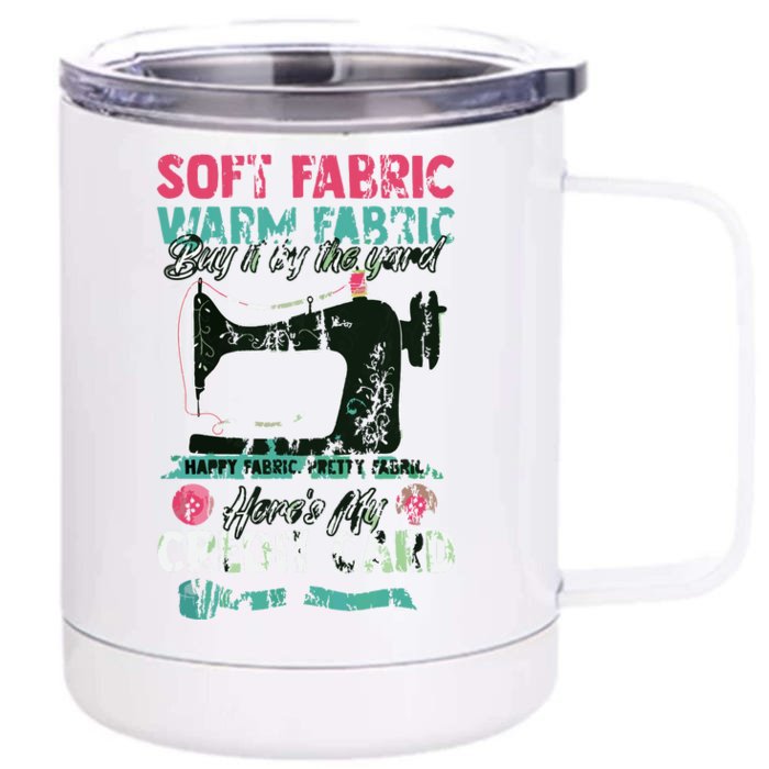 Soft Fabric By The Yard Sewing Machine Quilting Themed Gift Front & Back 12oz Stainless Steel Tumbler Cup