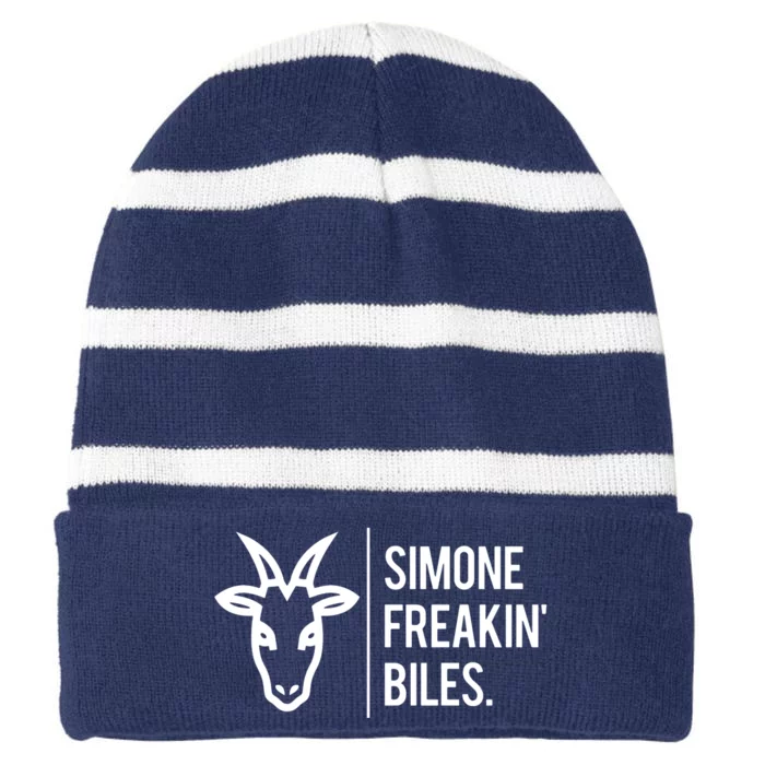 Simone Freakin Biles Striped Beanie with Solid Band