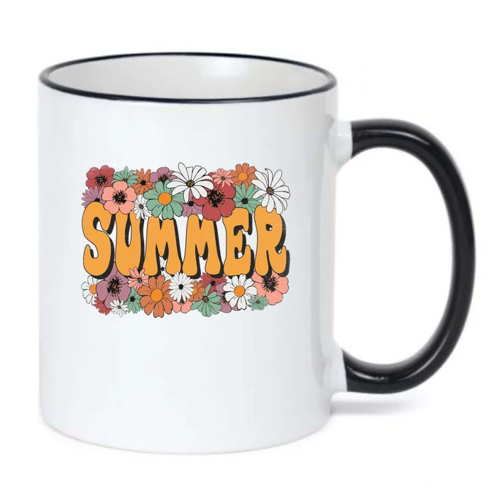 Summer Flowers Beautiful Summer Floral Retro Black Color Changing Mug