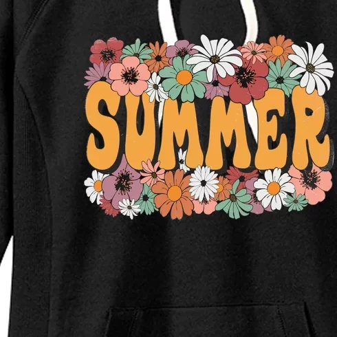 Summer Flowers Beautiful Summer Floral Retro Women's Fleece Hoodie