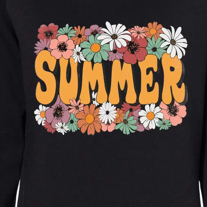 Summer Flowers Beautiful Summer Floral Retro Womens California Wash Sweatshirt