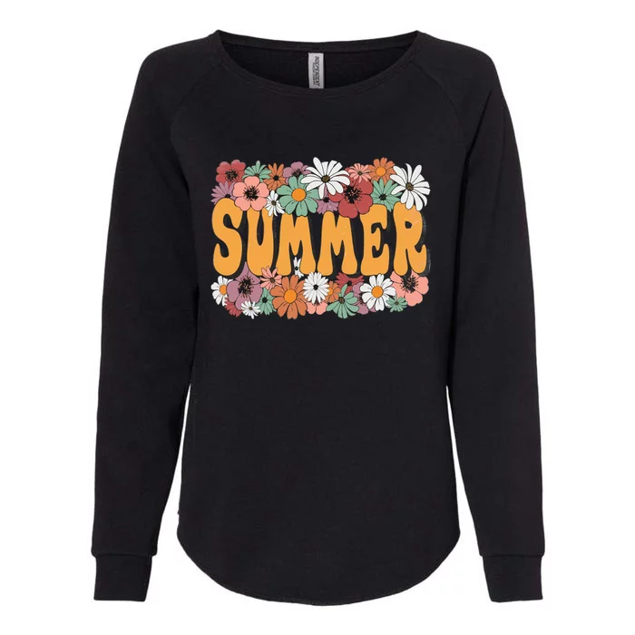 Summer Flowers Beautiful Summer Floral Retro Womens California Wash Sweatshirt