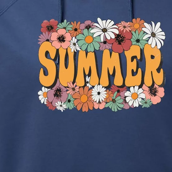 Summer Flowers Beautiful Summer Floral Retro Performance Fleece Hoodie