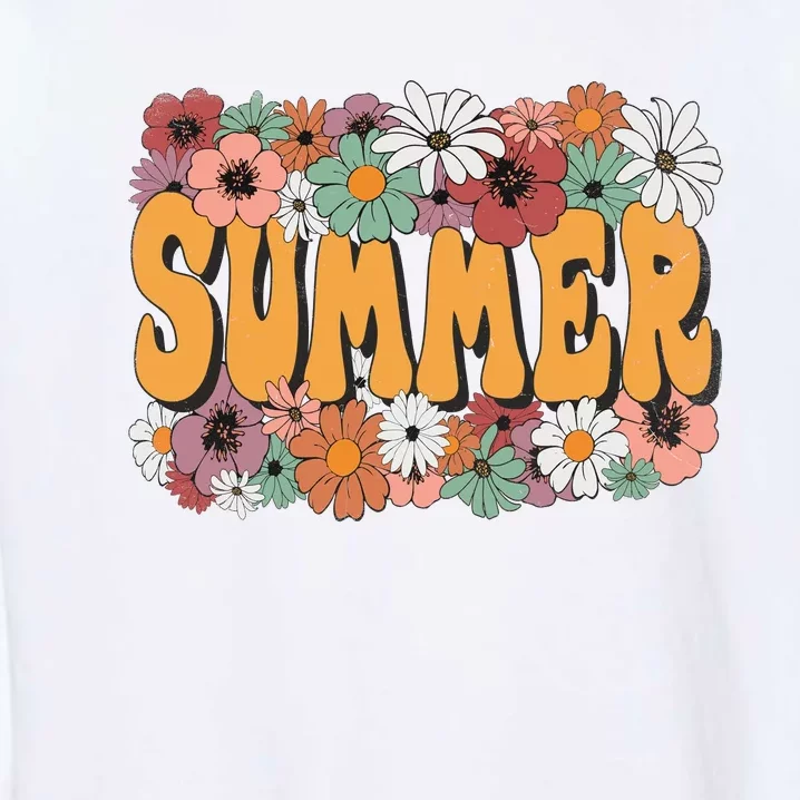 Summer Flowers Beautiful Summer Floral Retro Garment-Dyed Sweatshirt