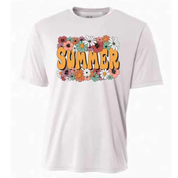 Summer Flowers Beautiful Summer Floral Retro Cooling Performance Crew T-Shirt