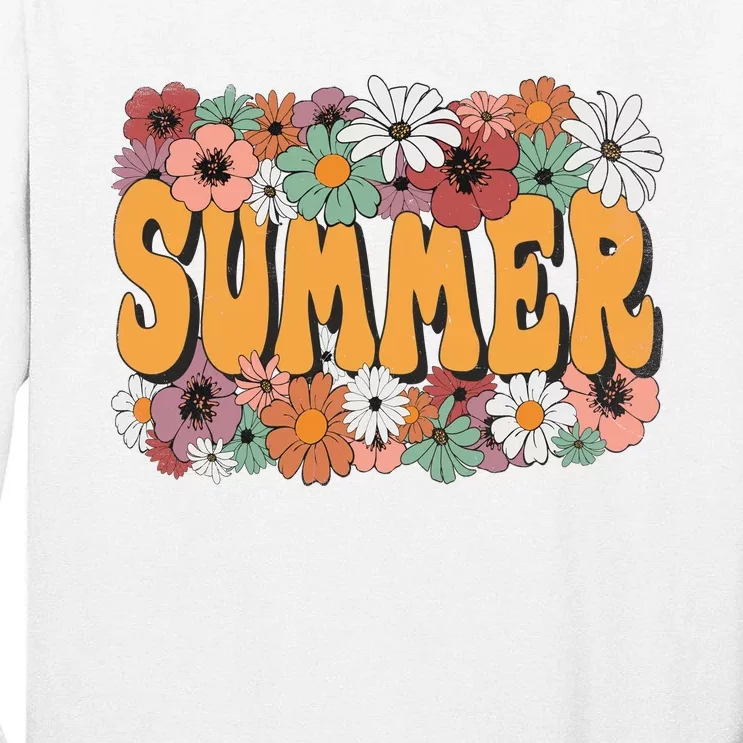 Summer Flowers Beautiful Summer Floral Retro Tall Long Sleeve T-Shirt