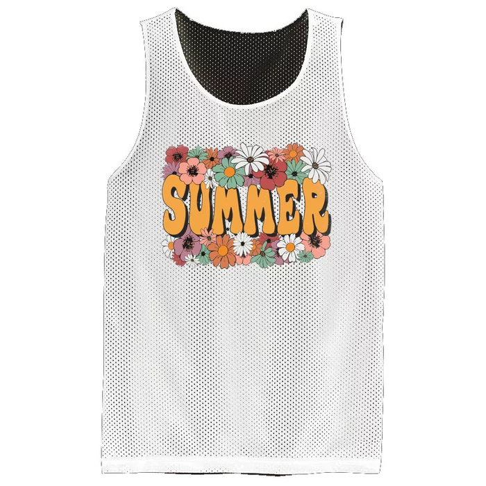 Summer Flowers Beautiful Summer Floral Retro Mesh Reversible Basketball Jersey Tank