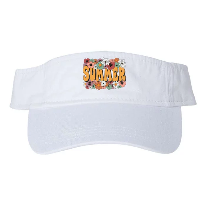 Summer Flowers Beautiful Summer Floral Retro Valucap Bio-Washed Visor