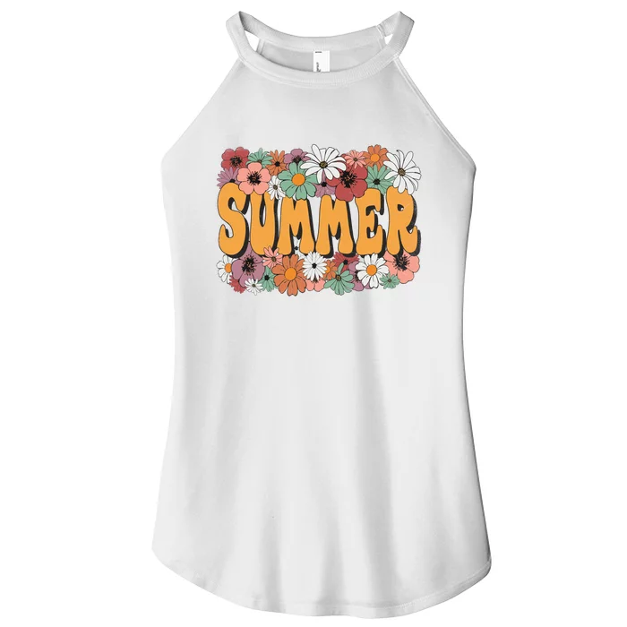 Summer Flowers Beautiful Summer Floral Retro Women’s Perfect Tri Rocker Tank