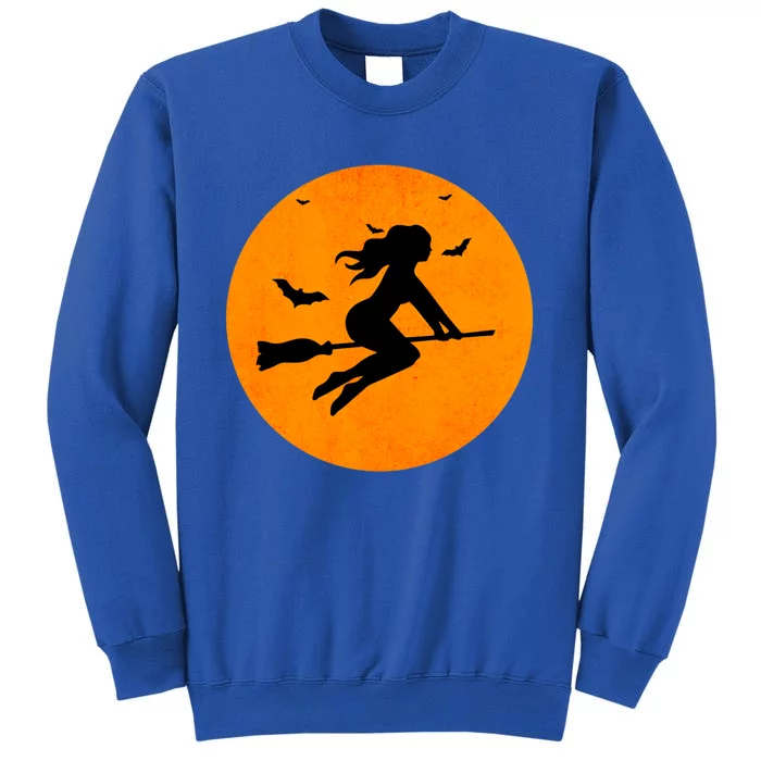 Simple Full Blood Moon Witch Bats Halloween Meaningful Gift Tall Sweatshirt